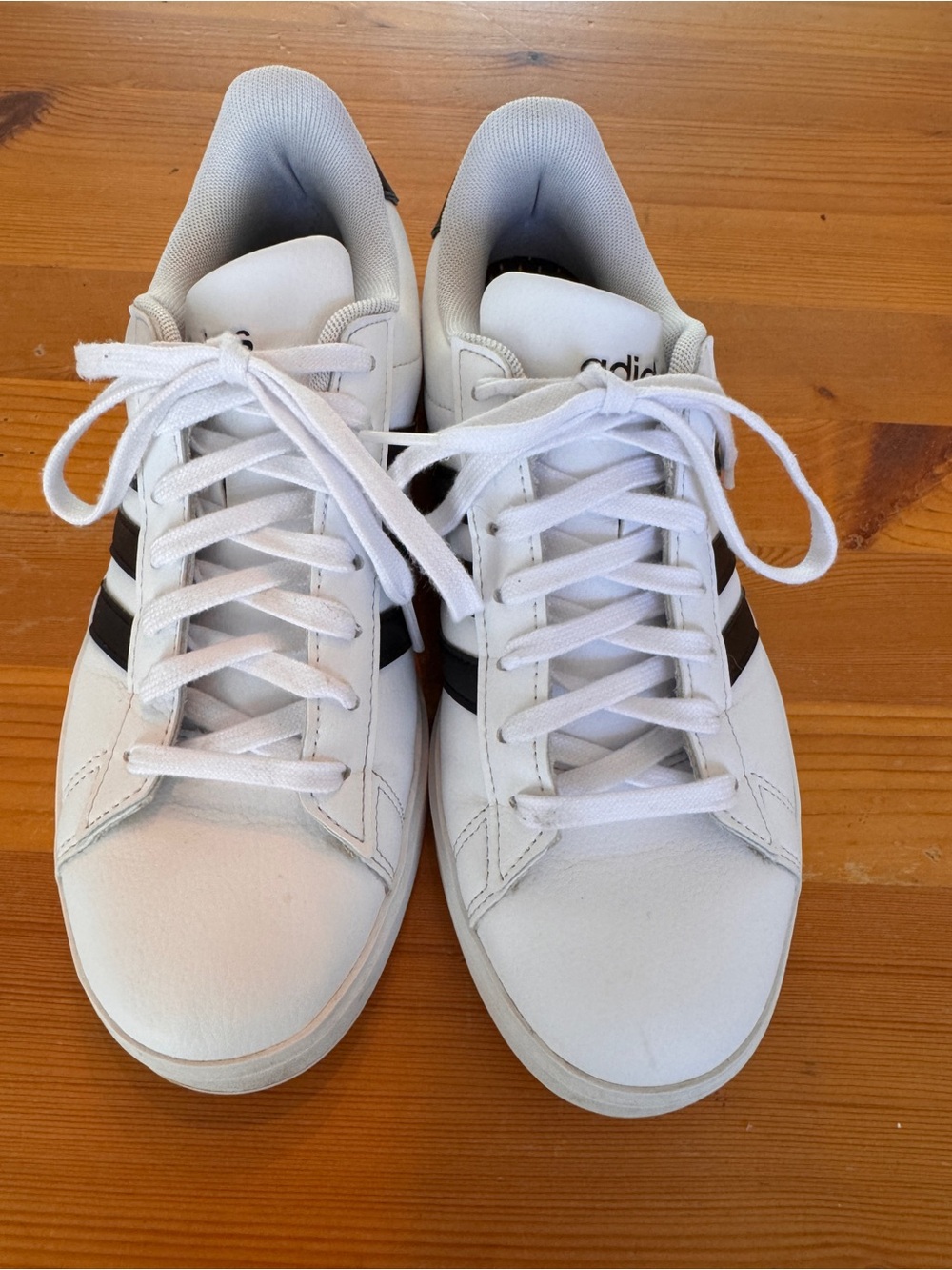 adidas White Grand Court 2.0 Sneakers with Black Stripes - Women's Low-Top